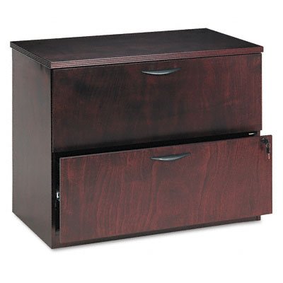 Two-Drawer Lateral File Pedestal, Rich Wood Veneer, Mahogany